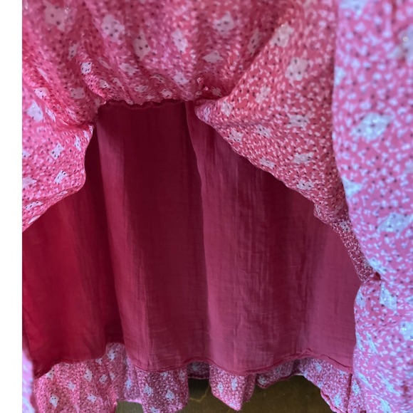 Scandal Pink Floral Print Tiered Tassel Tie Neck Long Sleeve Dress Size S - Picture 7 of 9